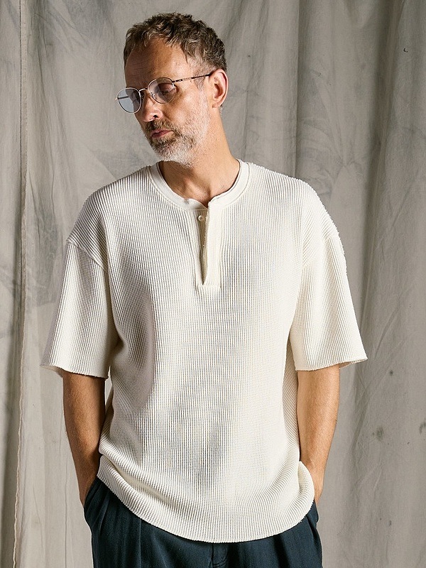 (ͽ���ʡ�3��4������ͽ��/wjk�����֥른��������/hard dry waffle fly-front henley S/S/white
