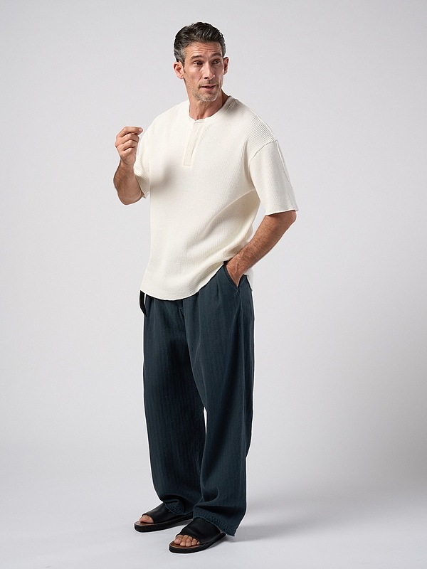 (ͽ���ʡ�3��4������ͽ��/wjk�����֥른��������/hard dry waffle fly-front henley S/S/white