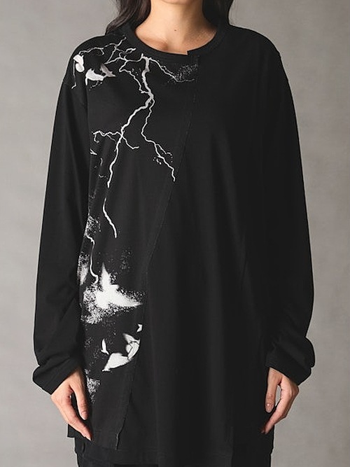 Ground Y�����饦��ɥ磻/JERSEY CROW+30-/COTTON JERSEY  LONG SLEEB T-SHIRT/WHITEBLACK
