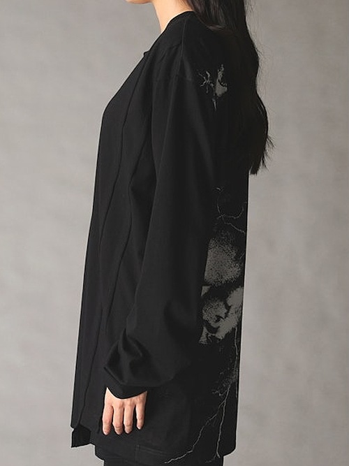 Ground Y�����饦��ɥ磻/JERSEY CROW+30-/COTTON JERSEY  LONG SLEEB T-SHIRT/WHITEBLACK