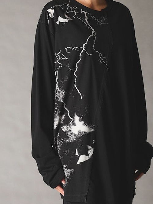 Ground Y�����饦��ɥ磻/JERSEY CROW+30-/COTTON JERSEY  LONG SLEEB T-SHIRT/WHITEBLACK