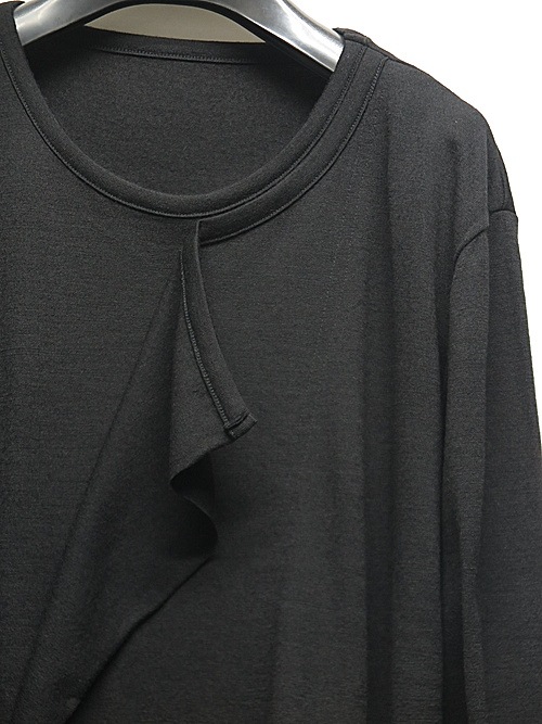 Ground Y�����饦��ɥ磻/WASHABLE PLAIN STITCH DROOPING FRONT LONG T/BLACK.