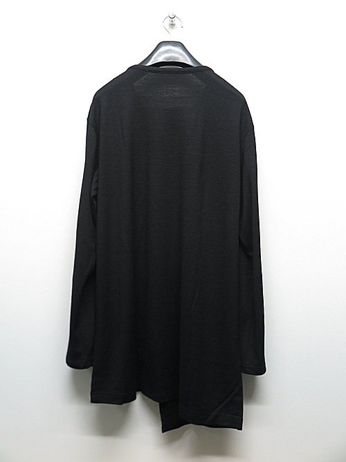 Ground Y�����饦��ɥ磻/WASHABLE PLAIN STITCH DROOPING FRONT LONG T/BLACK.