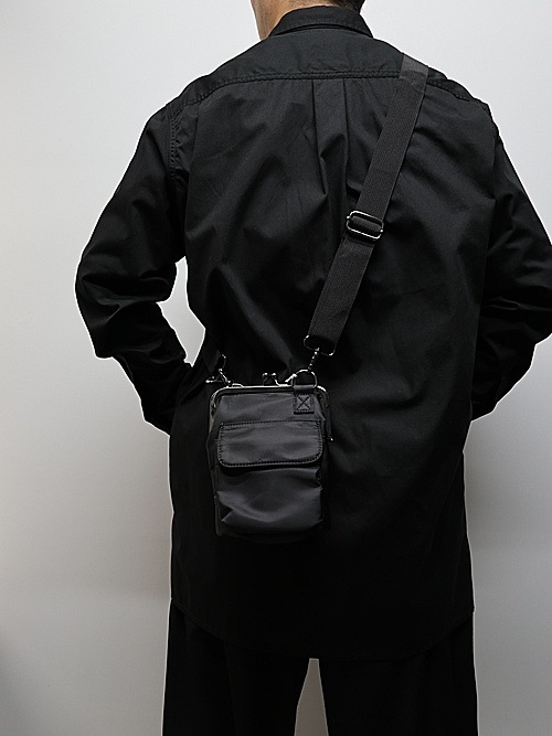 Ground Y饦ɥ磻/POLYESTER SHOULDER BAG WITH CLASP CLOSURE/BLK