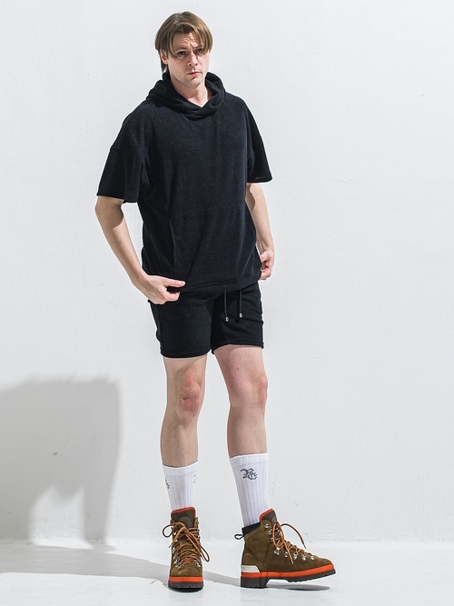 (ͽ���ʡ�5��6������ͽ��/40TH RESOUND CLOTHING���ꥵ����ɥ���������/PILE HALF HOODIE/BLACK
