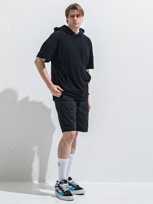(ͽ���ʡ�5��6������ͽ��/40TH RESOUND CLOTHING���ꥵ����ɥ���������/PILE HALF HOODIE/BLACK