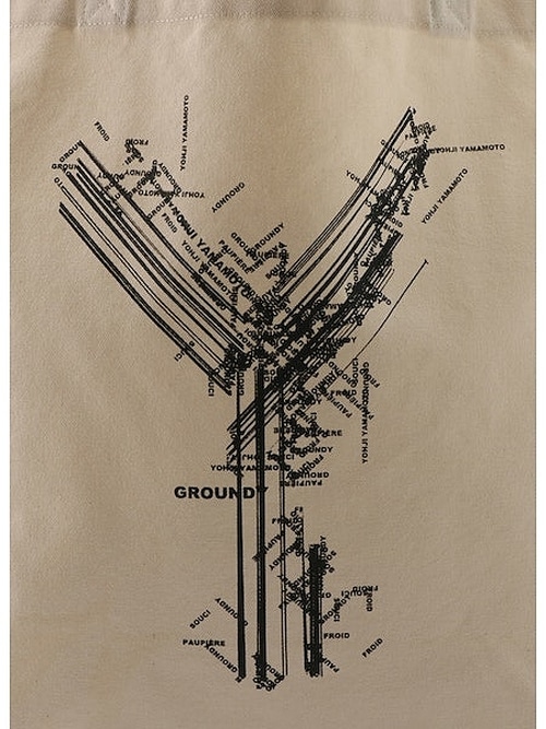 Ground Y�����饦��ɥ磻/Cotton canvas <Y> LOGO TOTE BAG/OFF WHITE.