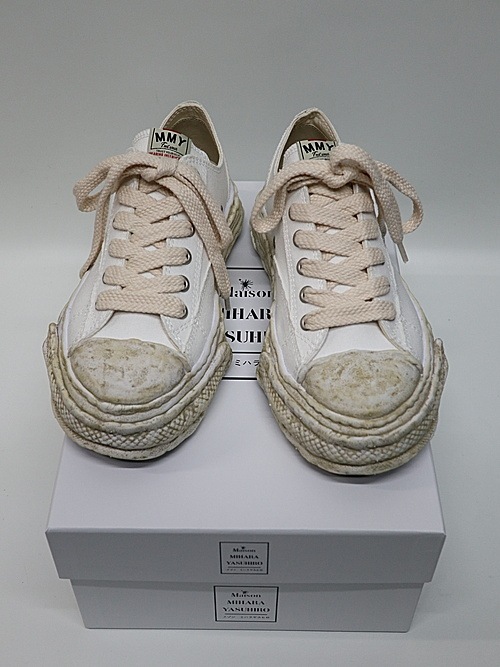 Maison MIHARA YASUHIRO/- PETERSON 23 - vintage color dyed original sole canvas low-top sneakers/ WHITE.
