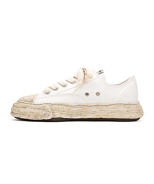Maison MIHARA YASUHIRO/- PETERSON 23 - vintage color dyed original sole canvas low-top sneakers/ WHITE.