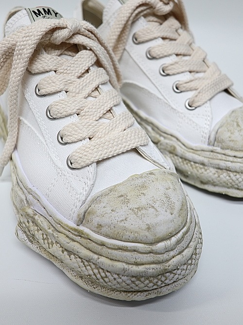 Maison MIHARA YASUHIRO/- PETERSON 23 - vintage color dyed original sole canvas low-top sneakers/ WHITE.