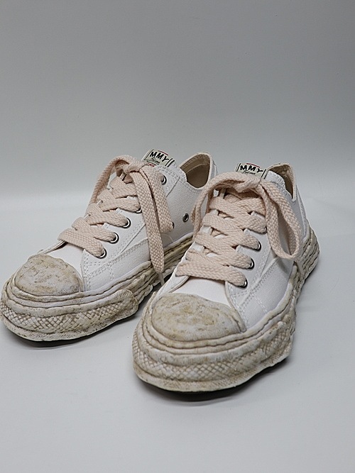 Maison MIHARA YASUHIRO/- PETERSON 23 - vintage color dyed original sole canvas low-top sneakers/ WHITE.