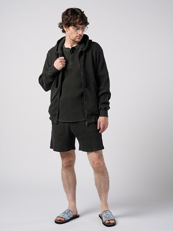 (ͽ���ʡ�3��4������ͽ��/wjk�����֥른��������/hard dry waffle fly-front henley S/S/dust charcoal