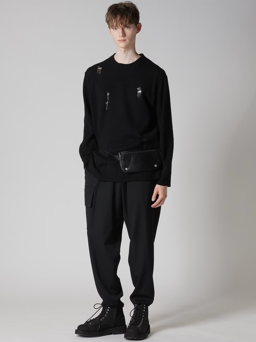 Yohji Yamamoto���襦����ޥ��/���եȥ����󥯥쥶�� ���ޡ��ȥ������ȥݡ���/BLACK.