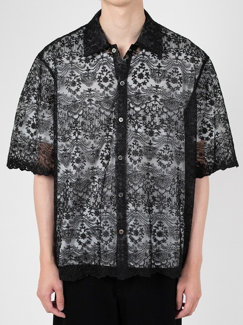 LAD MUSICIAN����å� �ߥ塼�������/TULLE EMBROIDERY LACE SS SH/BLACK