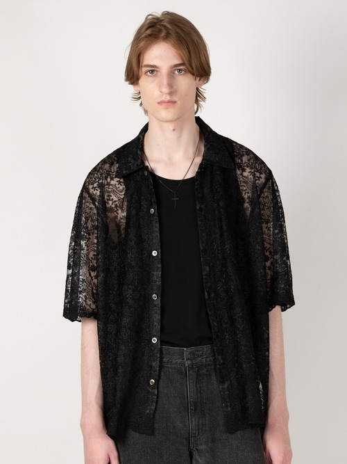 LAD MUSICIAN����å� �ߥ塼�������/TULLE EMBROIDERY LACE SS SH/BLACK
