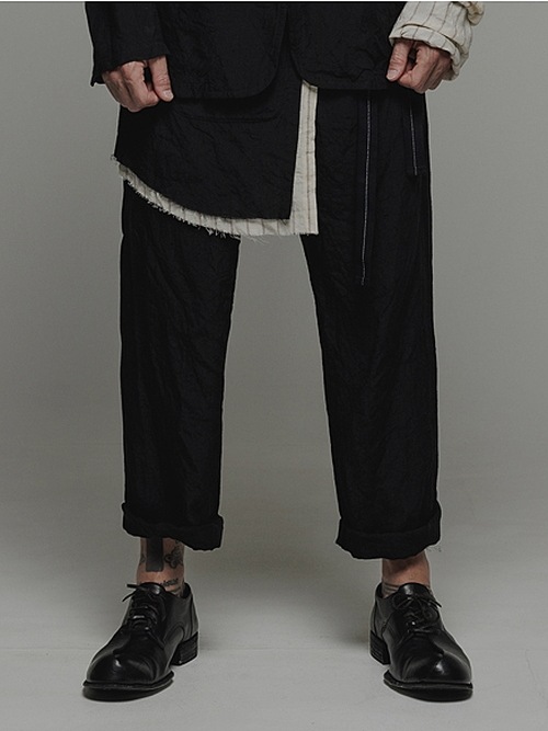 �㴰���nude:masahiko maruyama ���̡���:�ޥ��ҥ��ޥ���/Linen Cloth/Stripe PANTS w/BELT/Black
