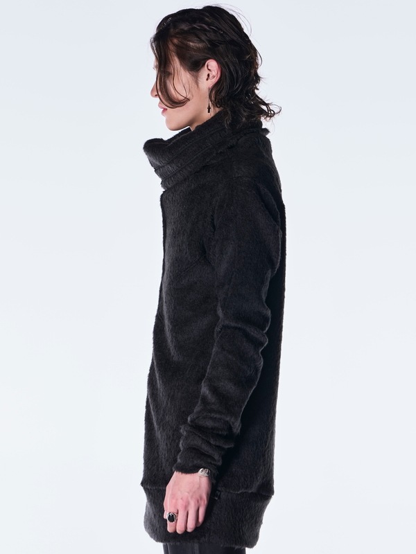 (ͽ���ʡ�11������12������ͽ��/kiryuyrik������奦����奦/Long Shaggy Jersey Loose High Nack Pull Over/Black