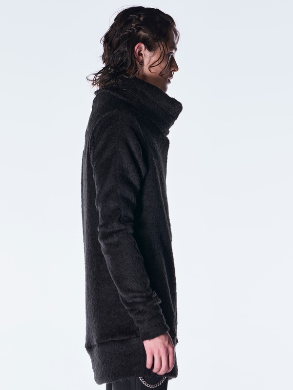 (ͽ���ʡ�11������12������ͽ��/kiryuyrik������奦����奦/Long Shaggy Jersey Loose High Nack Pull Over/Black