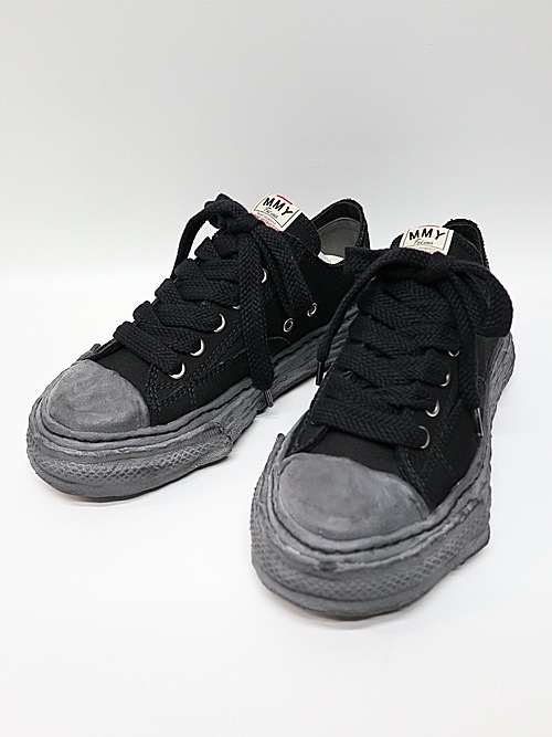 Maison MIHARA YASUHIRO/- PETERSON 23 - vintage color dyed original sole canvas low-top sneakers/BLK/BLK.