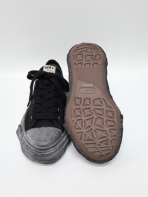 Maison MIHARA YASUHIRO/- PETERSON 23 - vintage color dyed original sole canvas low-top sneakers/BLK/BLK.