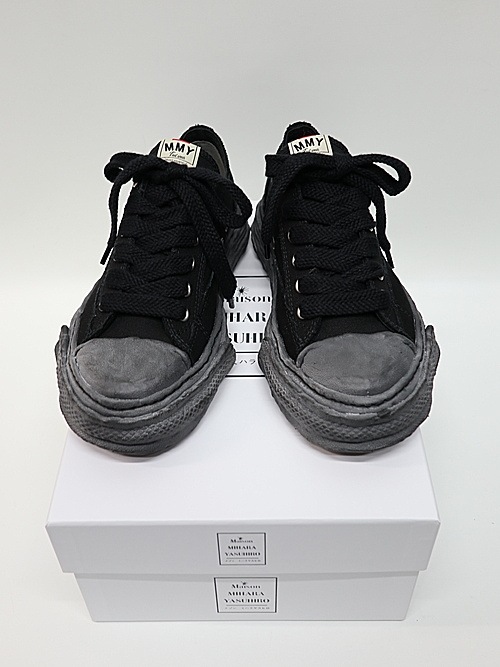 Maison MIHARA YASUHIRO/- PETERSON 23 - vintage color dyed original sole canvas low-top sneakers/BLK/BLK.