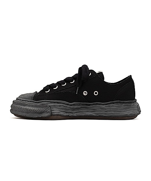 Maison MIHARA YASUHIRO/- PETERSON 23 - vintage color dyed original sole canvas low-top sneakers/BLK/BLK.