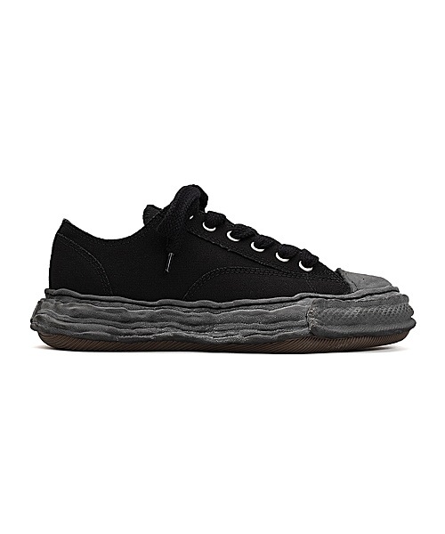 Maison MIHARA YASUHIRO/- PETERSON 23 - vintage color dyed original sole canvas low-top sneakers/BLK/BLK.