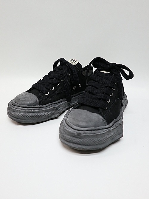 Maison MIHARA YASUHIRO/- PETERSON 23 - vintage color dyed original sole canvas low-top sneakers/BLK/BLK.