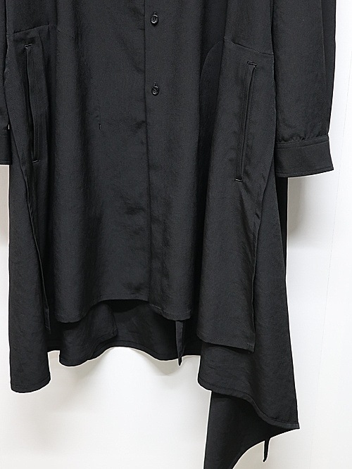Ground Y�����饦��ɥ磻/TA/PE CREPE DE CHINE POCKET BAGS BIG SHIRT TYPE2/BLACK