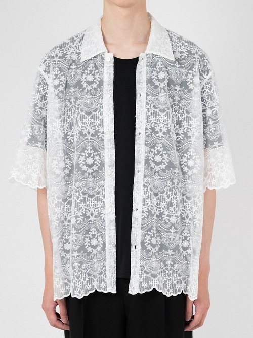 LAD MUSICIAN����å� �ߥ塼�������/TULLE EMBROIDERY LACE SS SH/WHITE