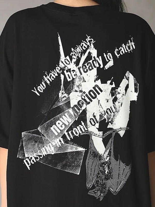 Ground Y�����饦��ɥ磻/20/- JERSEY BAT T-SHIRT/BLACK