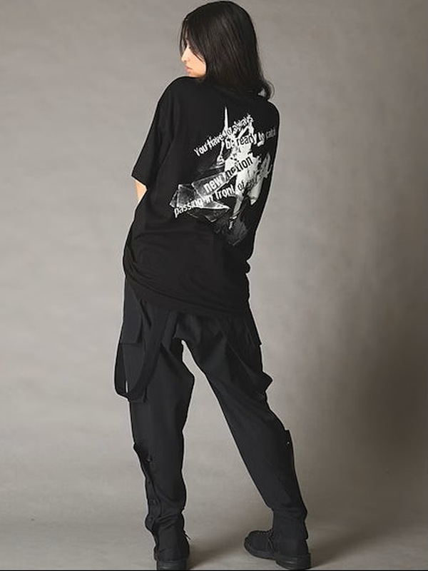 Ground Y�����饦��ɥ磻/20/- JERSEY BAT T-SHIRT/BLACK