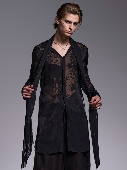 (ͽ���ʡ�7��8������ͽ��/kiryuyrik������奦����奦/Sahadow Butterfly Opal Stoal Flare Shirt/Black