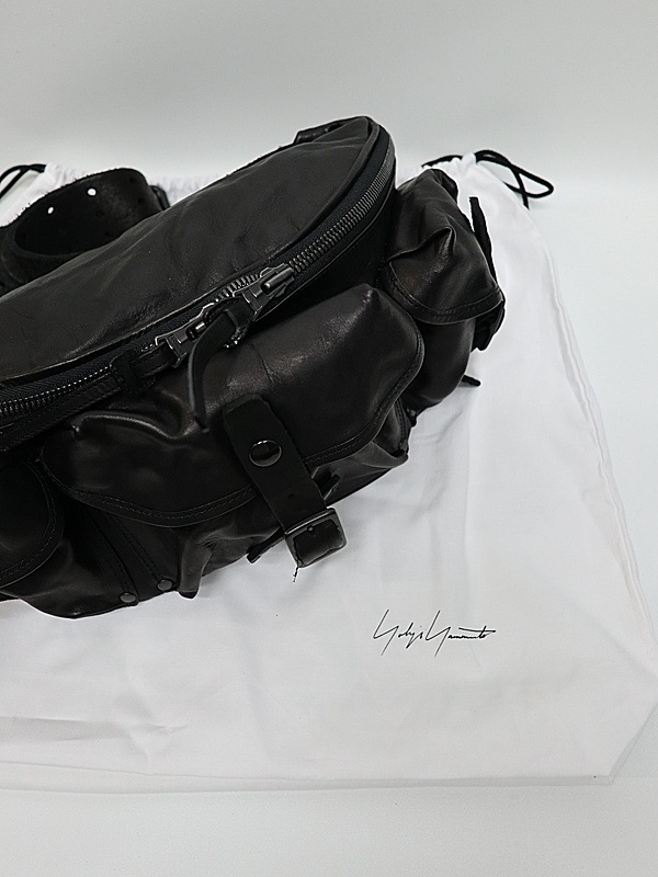 �㴰���Yohji Yamamoto���襦����ޥ��/BACKLASH collaboration V����˥�ۡ����쥶��3�ԥ�٥�ȥܥǥ����Хå�/BLACK
