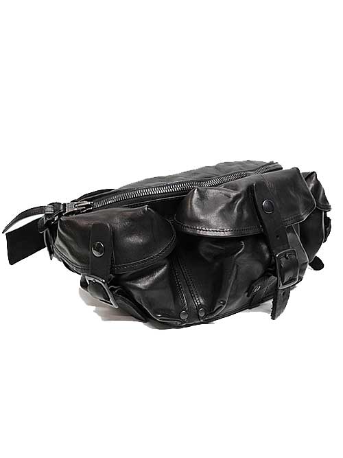 �㴰���Yohji Yamamoto���襦����ޥ��/BACKLASH collaboration V����˥�ۡ����쥶��3�ԥ�٥�ȥܥǥ����Хå�/BLACK