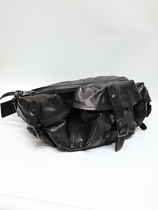 �㴰���Yohji Yamamoto���襦����ޥ��/BACKLASH collaboration V����˥�ۡ����쥶��3�ԥ�٥�ȥܥǥ����Хå�/BLACK