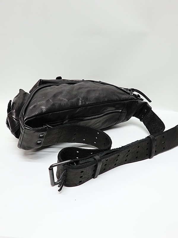 �㴰���Yohji Yamamoto���襦����ޥ��/BACKLASH collaboration V����˥�ۡ����쥶��3�ԥ�٥�ȥܥǥ����Хå�/BLACK