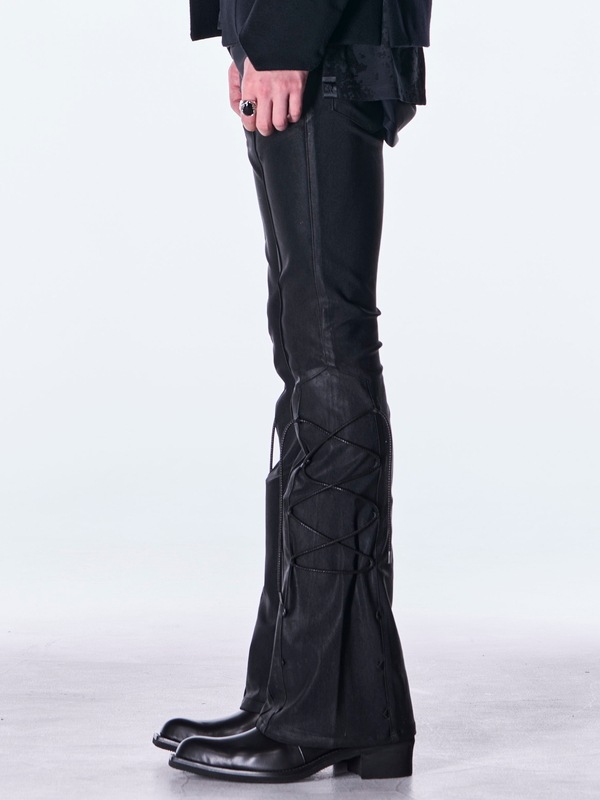 (ͽ���ʡ�11������12������ͽ��/kiryuyrik������奦����奦/High Tension Jersey Lace Up Flare Pants/Black