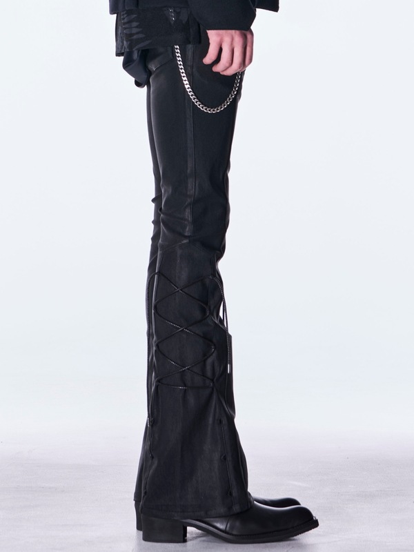 (ͽ���ʡ�11������12������ͽ��/kiryuyrik������奦����奦/High Tension Jersey Lace Up Flare Pants/Black