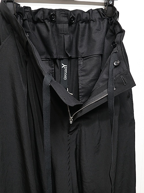 Ground Y�����饦��ɥ磻/TA/PE CREPE DE CHINE SAROUEL PANTS/BLACK