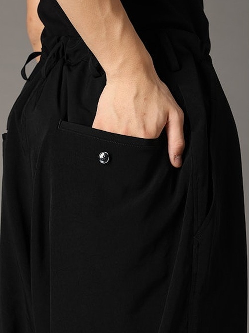 Ground Y�����饦��ɥ磻/TA/PE CREPE DE CHINE SAROUEL PANTS/BLACK