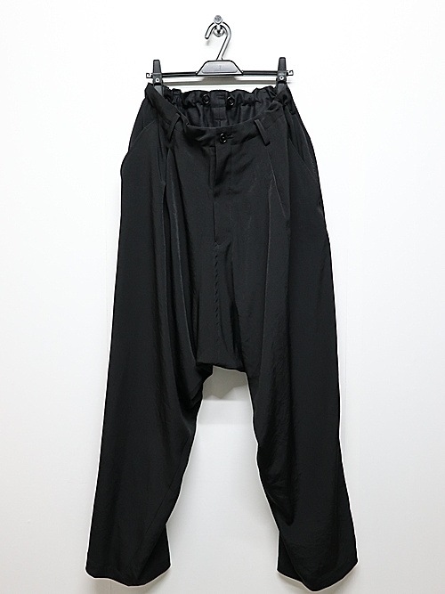 Ground Y�����饦��ɥ磻/TA/PE CREPE DE CHINE SAROUEL PANTS/BLACK