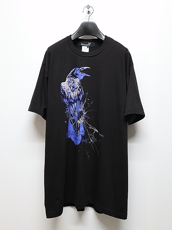 Ground Y�����饦��ɥ磻/20/- JERSEY CROW T-SHIRT/BLACK