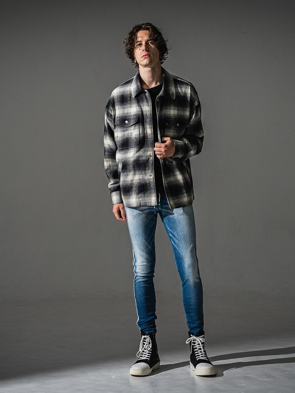 �㴰���RESOUND CLOTHING���ꥵ����ɥ���������/flannel check JK/BLACK