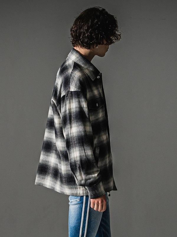 �㴰���RESOUND CLOTHING���ꥵ����ɥ���������/flannel check JK/BLACK