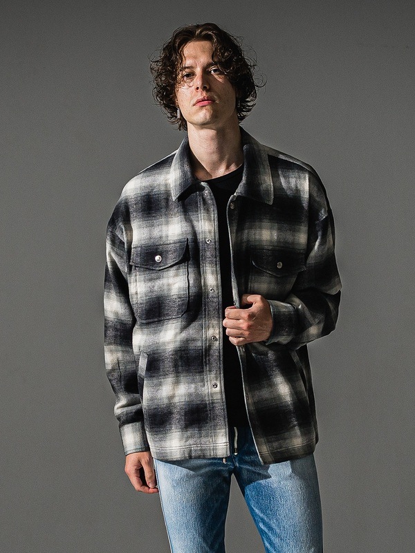 �㴰���RESOUND CLOTHING���ꥵ����ɥ���������/flannel check JK/BLACK