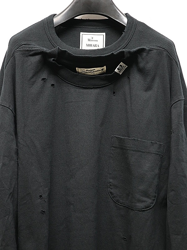 Maison MIHARA YASUHIRO���᥾�� �ߥϥ�䥹�ҥ�/Jersey Stitch THERMAL COMBINED LS TEE/BLACK