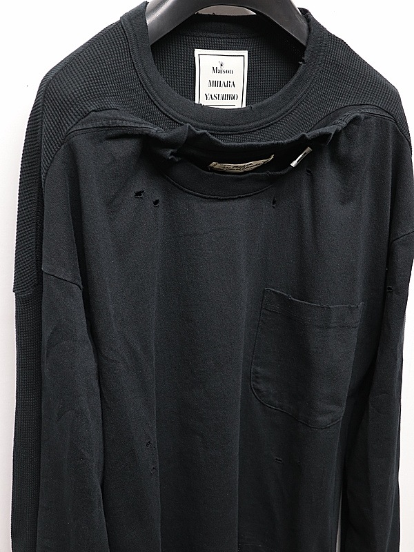 Maison MIHARA YASUHIRO���᥾�� �ߥϥ�䥹�ҥ�/Jersey Stitch THERMAL COMBINED LS TEE/BLACK