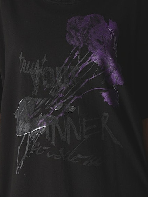 �㴰���Ground Y�����饦��ɥ磻/20/- JERSEY ROSE AND HANDS T-SHIRT/BLACK