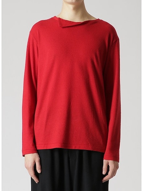 SALE50%OFF/Yohji Yamamoto���襦����ޥ��/SUPER120 WOOL AIR PLAIN STITCH LAYERED R NECK T/��å�.